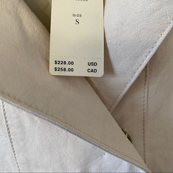 NWT-ANTHRO Stevie Faux Leather Utility Cream Mid Length Jacket - Picture 14 of 16